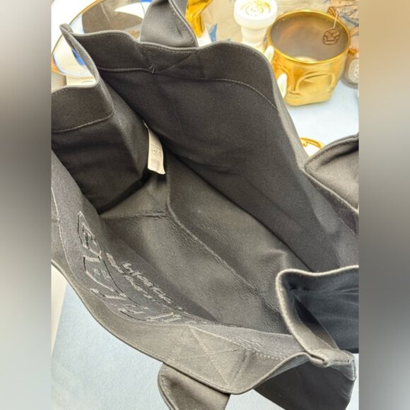 🆕 GANNI 🧿 NWOT Large Easy Shopper Tote Bag, Black Canvas & Black Embroidery - Picture 7 of 10